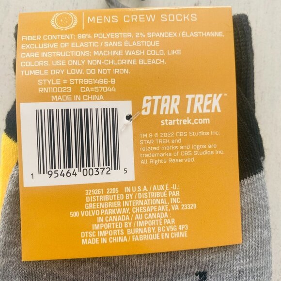 NEW 2 Star Trek The Original Series Crew Socks Captain Kirk and Spock - Picture 8 of 9